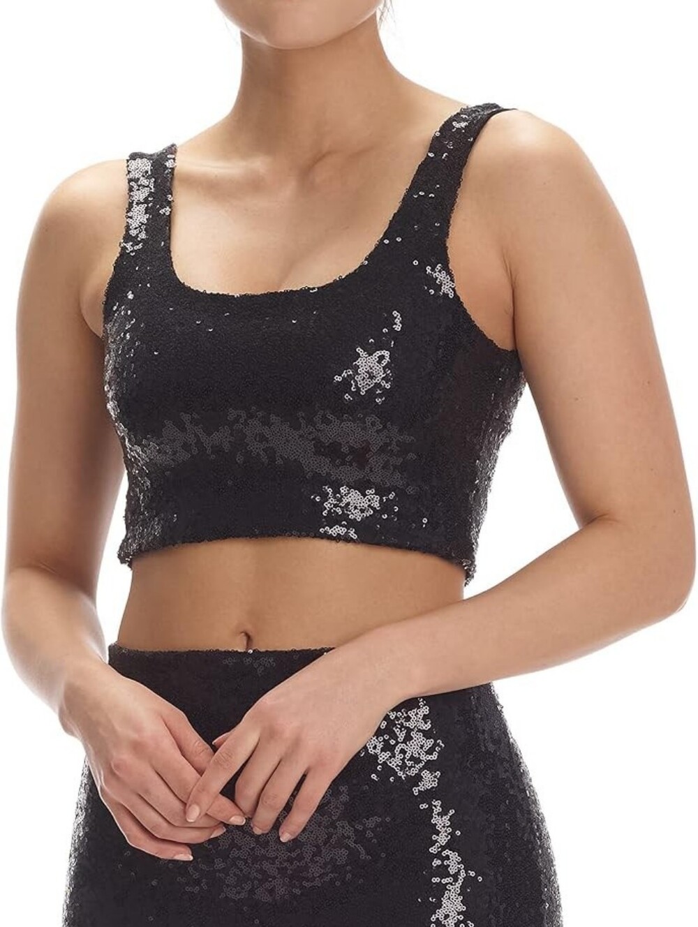 Comando Black Sequined Tank Crop Top